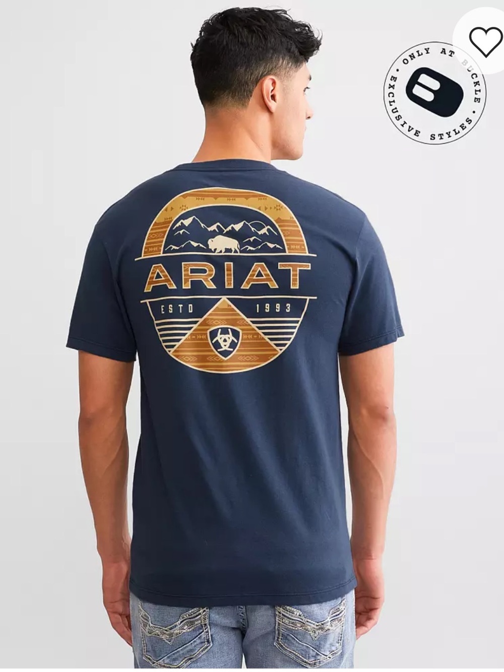 Ariat Sun Valley Circle Tee XL Navy Buckle Exclusive Montana Western Cowboy EUC